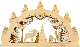 Weigla Schwibbogen Hirschfamilie, Lichterbogen aus Holz, NATUR, Made in Germany (1-tlg), Erzgebirge garantiert, Weihnachtsdeko Innen, Weihnachtsbeleuchtung