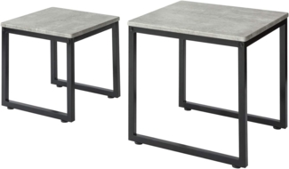 2er Set Couchtisch für Wohnzimmer Span Eisen Grau FBT42-HG