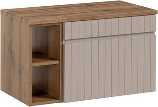 ICONIC Badmöbel-Set 80 cm mit Tischplatte (46x80cm), Kaschmir matt,Eichenküste Evoke