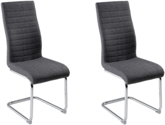 Home4You Freischwinger Schwingstuhl 2er Set, Dunkelgrau, Webstoff, Metall, mit Quersteppung