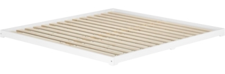 Weißes Niederflurbett 200x200 extra flach Holzbett Kiefer V-60.47W-20Rollrost inkl.