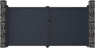 Vente-unique - Gartentor Flügeltor Doppeltor - 355 x 181 cm - voll - Aluminium - Anthrazit - NAZARIO