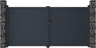 Vente-unique - Gartentor Flügeltor Doppeltor - 355 x 181 cm - voll - Aluminium - Anthrazit - NAZARIO