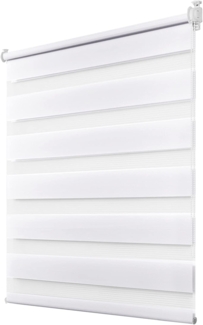 Deswell Doppelrollo Klemmfix ohne Bohren Weiß B40 x H210 cm (Stoffbreite 36cm) Rollos für Fenster ohne Bohren für Fenster mit Lichtdurchlässig & Verdunkelnd/Höhe Stufenlos Verstellbar