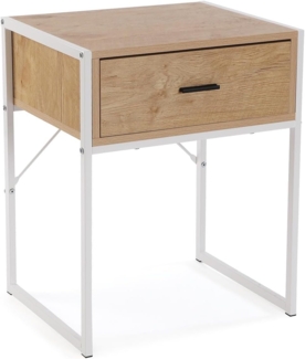 Versa Nalua Beistelltisch für das Schlafzimmer, Maße (H x B x T) 60 x 48 x 40 cm, Holz, Farbe Hellbraun und Schwarz