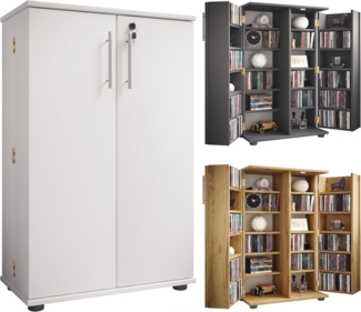 VCM CD-Regal Holz Schrank CD DVD Regal abschließbar Engalo XL