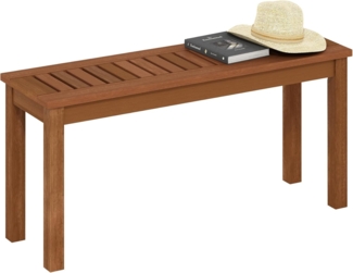 Furinno Tioman Hartholz-Hockerbank für den Außenbereich ohne Rückenlehne im Landhausstil, in Teaköl, Natürliche Farbe