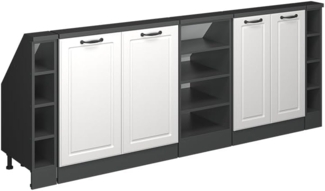 Dachschrägenschrank-Set Rion Weiß Landhaus/Anthrazit 5er Set Vicco