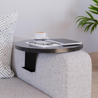 Sofatablett Kuleskyd Ø34cm Marmoroptik, schwarz [en. casa]