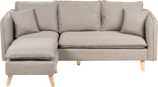 Sofa DALVIK Stoff Hellbraun mit Ottomane 3-Sitzer