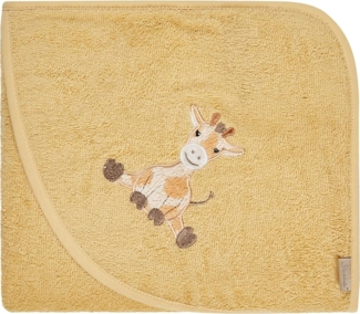 Sterntaler Baby Kapuzenbadetuch 80x80 cm Giraffe Kaya – Weiches, saugfähiges Baumwoll Badetuch mit niedlicher Applikation – Für Babys und Kleinkinder, Ocker