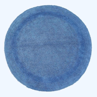 Homescapes Runde Badematte blau, Premium Badvorleger 80 cm, Badteppich Baumwolle mit Wende-Design