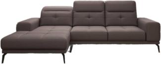 Designer Sofa Terina inkl. Beistellhocker Stoff Dunkelbraun Links