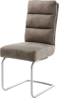 Stuhl Pela-Flex Freischwinger rund Edelstahl Vintage Taupe