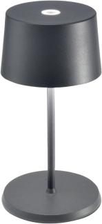 Zafferano, Olivia Mini Lampe, Tragbare und Wiederaufladbare Tischlampe mit Touch Control, Geeignet für Wohnzimmer und Außenbereich, Dimmer, 2200-3000 K, Höhe 22 cm, Farbe Dunkelgrau