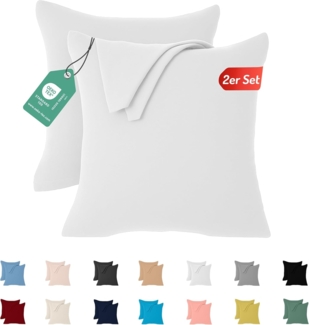Livessa 2er Set Kissenbezug 60x60 aus%100 Baumwolle Jersey Stoff - Verdeckter Reißverschluss, Kopfkissenbezug 60x60 cm, Kissenhülle, Ultra weich und atmungsaktiv, Oeko-Tex Zertifiziert
