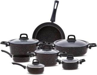 Karaca Topf-Set Karaca Biogranit Blackgold 12-teiliges Kochtopf Kochgeschirr Set