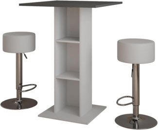 Vicco Bartisch-Set Weiß/Anthrazit 75 x 75 cm mit 2 Barhockern, Repose
