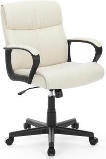 DUMOS Bürostuhl, Pu-Leder Office Chair, Drehstuhl mit 360° Drehbaren Rollen und Lendenwirbelstütze, Schreibtisch Stuhl, Chefsessel Geeignet für Büros, Zuhause und Andere Umgebungen (Weiß)