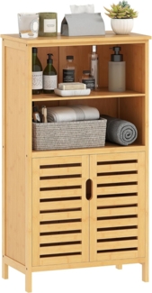 Kleankin Badkommode Unterschrank aus Bambus Lamellentüren (Badschrank, 1 St, Badezimmerschrank), Naturholz, 50 x 29 x 92 cm