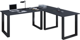 VCM Schreibtisch Lona 919744 Schwarz / Anthrazit H. 76 x B. 220 x T. 220 cm