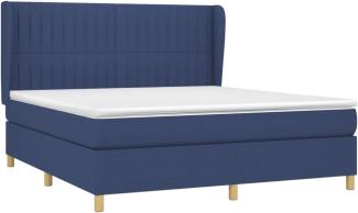 vidaXL Boxspringbett mit Matratze Blau 180x200 cm Stoff 3128707