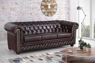 Chesterfield Sofa 3 Sitzer Kunstleder Vintage braun