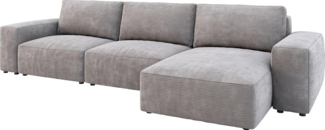 Ecksofa Lanzo L 360x160 cm Cord Silbergrau Recamiere variabel