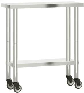 vidaXL Küchen-Arbeitstisch mit Rollen 82,5x30x85 cm Edelstahl 376460
