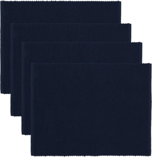 LINUM UNI Dekorative 4 set Tischsets für Esstisch 35x46 cm, 100% Gerippte Baumwolle, Maschinenwaschbar, Dunkles Marineblau
