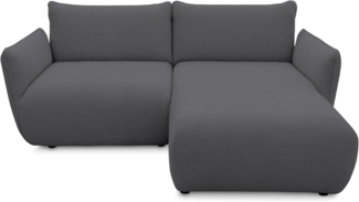 DOMO. collection Ecksofa Minas, kleines Modulsofa in L-Form mit Taschenfederkern und attraktiver Biese-Naht, Sofa, Polsterecke, Eckcouch 194 x 168 x 79 cm (BxTxH), dunkelgrau