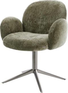 Drehstuhl Nube-Flex mit Armlehnen Chenille Olive Fußkreuz Graphit 360° drehbar Wippfunktion Taschenfederkern