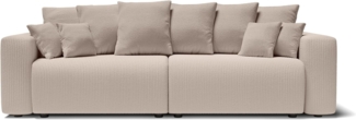 BAÏTA Lea Schlafsofa, 3-Sitzer, mit Stauraum, aus grauem Cordstoff