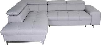 Mivano Ecksofa Chef / L-Sofa mit Ottomane und verstellbaren Kopfstützen / 262 x 72 x 206 / Mikrofaser Grau