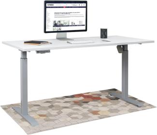 HighDesk SMART Höhenverstellbarer Schreibtisch (Silber + Weiß I 160 x 70 cm) - Elektrischer Sitz- & Stehtisch mit Tischplatte - Stehschreibtisch Elektrisch Höhenverstellbar - von Krieg