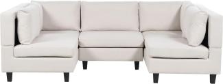 Beliani 'Unstad' Sofa, Beige, Leinenoptik, 72 x 76 x 228 cm, ohne Ottomane, U-Form