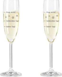 Leonardo Sektglas, 2er Set, Guter Tag!, Schlechter Tag!, Frag Nicht!, Stimmungsglas mit lustiger Gravur, Mood Sekt Glas, 210 ml