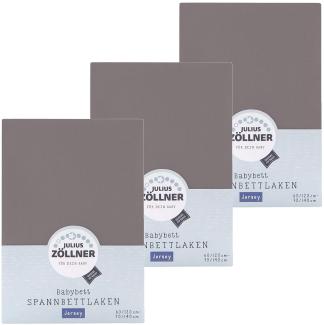 Julius Zöllner Spannbetttuch Jersey 70x140 / 60x120 Anthracite 3er Pack