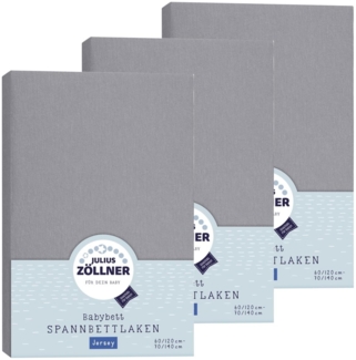 Julius Zöllner Spannbetttuch Jersey 70x140 / 60x120 Anthracite 3er Pack