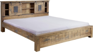 Massivmoebel24 Massivholzbett (Mango 200x200x105 natur lackiert RAILWAY #143), Mango 200x200x105 natur lackiert RAILWAY #143