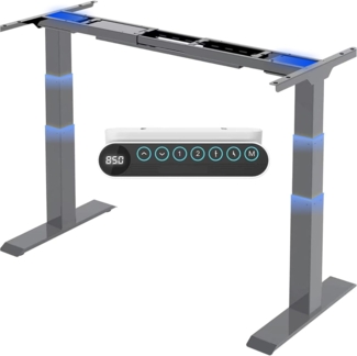 Flexispot E6 Höhenverstellbarer Schreibtisch Elektrisch höhenverstellbares Tischgestell GS- Geprüft 3-Fach-Teleskop, mit Memory-Steuerung und Anti-Kollisionssystem (Grau)