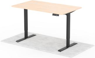 elektrisch höhenverstellbarer Schreibtisch DESK 140 x 80 cm - Gestell Schwarz, Platte Eiche