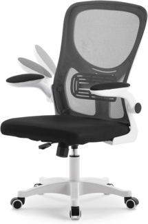 TUKAILAI Bürostuhl Ergonomischer Schreibtischstuhl mit Verstellbarer Armlehnen Lendenwirbelstütze, Chefsessel aus Nylon Kunststoff Metall, Höhenverstellbar 360° Drehbar, Drehstuhl für Büro, Weiß