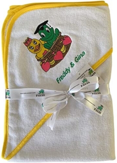 Freds Swim Academy 20511 Kapuzenhandtuch aus weichem Velours - Frottee mit Fred & Gina Motiv, weiß, ca. 70x70 cm, weiß