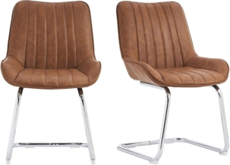 SeedWave Freischwinger 2er Set, Ergonomisch Gepolstert mit PU-Bezug, Robuste Stahlbeine, Rutschfest, Vertikale Ziernähte, Leicht Aufzubauen, Modernes Design