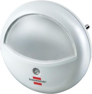 Brennenstuhl LED-Orientierungslicht rund / Nachtlicht mit Dämmungssensor für die Steckdose (sanftes und unaufdringliches Licht, mit 2 LEDs) weiß