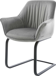 Freischwinger Keila-Flex mit Armlehnen Samt Grau Freischwinger flach Schwarz