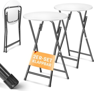 KESSER® Stehtisch 2er Set Bistrotisch mit PVC-Platte | Wetterbeständiger Klapptisch | 60cm / 110cm | Partytisch Tisch rutschfest | In- & Outdoor | Hochzeit Empfangstisch 4 Standfüße pulverbeschichtet