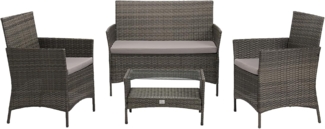 SVITA BROOKLYN Polyrattan Sitzgruppe Lounge Garnitur Gartenmöbel Set grau