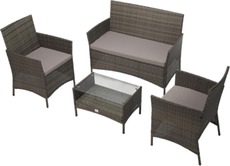 SVITA BROOKLYN Polyrattan Sitzgruppe Lounge Garnitur Gartenmöbel Set grau
